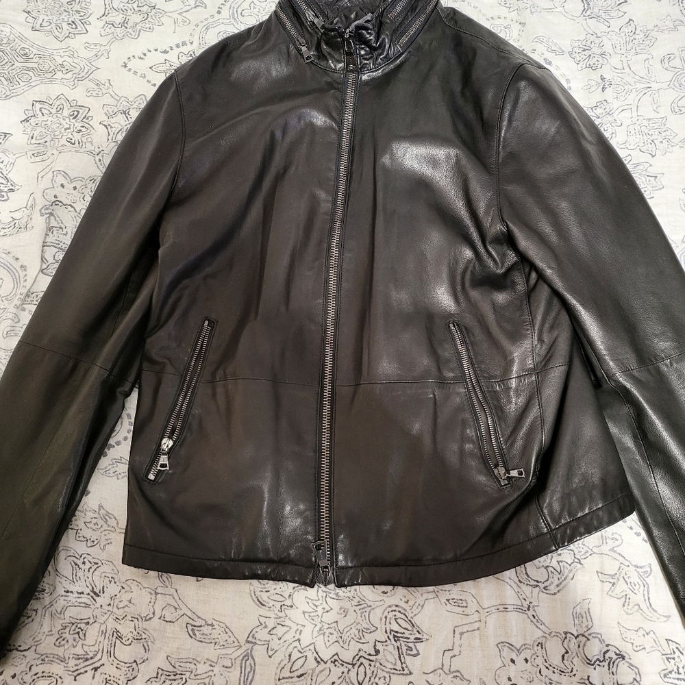 John Varvatos Black Lambskin Leather Jacket
